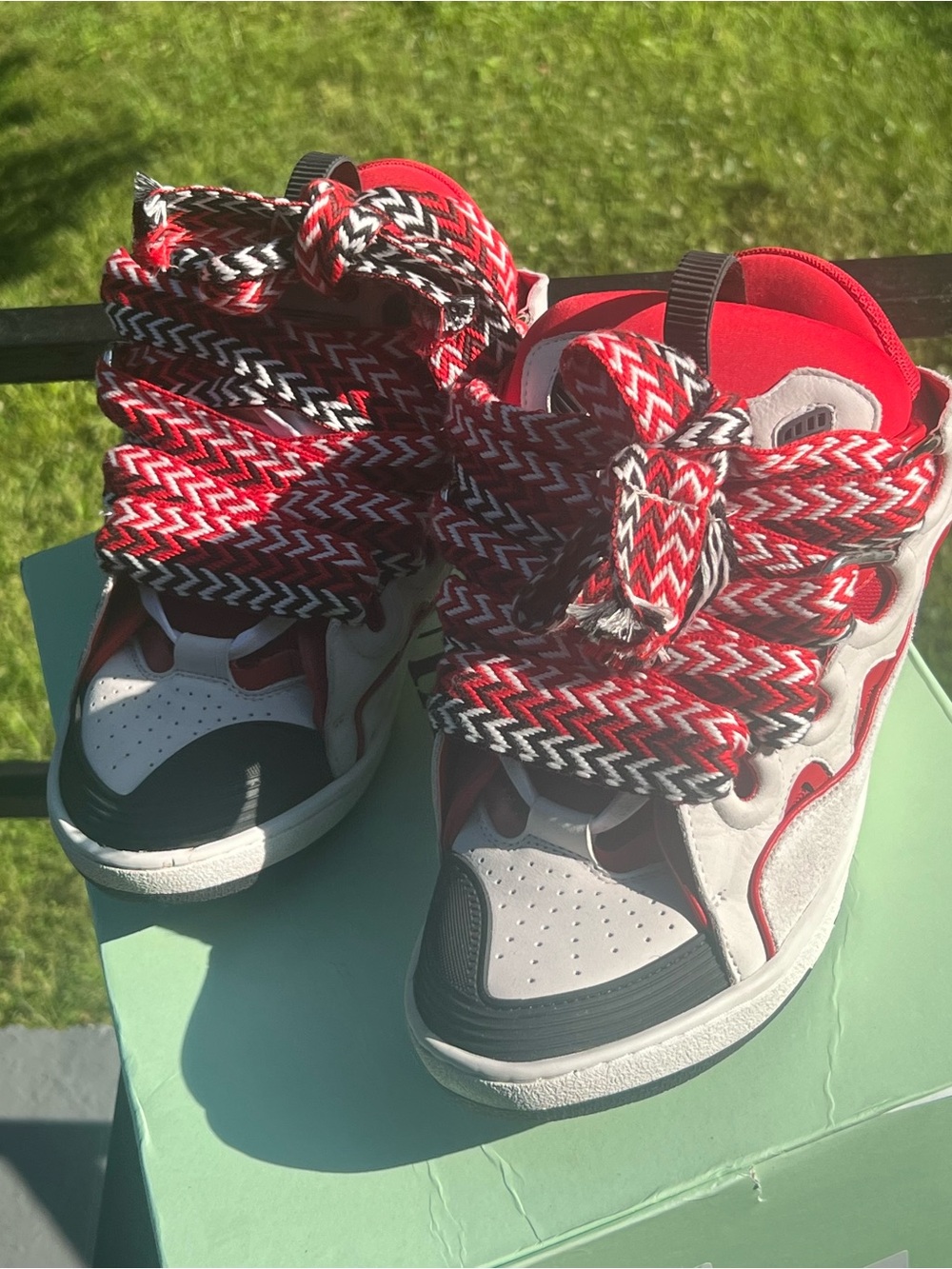 Size 10 Lanvin Curb Sneakers 'Red White'